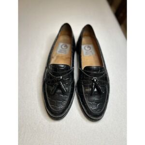GRAN EMYCO Tassel Leather Black Flex Dress Loafers Shoes Men's Size US 7.5M
